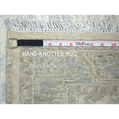 Oushak And Peshawar Wool Hand Knotted Rug Ivory Light Blue 3.1X4.10 -O072099