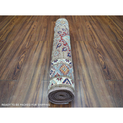 Kazak Wool Hand Knotted Rug Brown Gray 2.8X8.6 -O072124