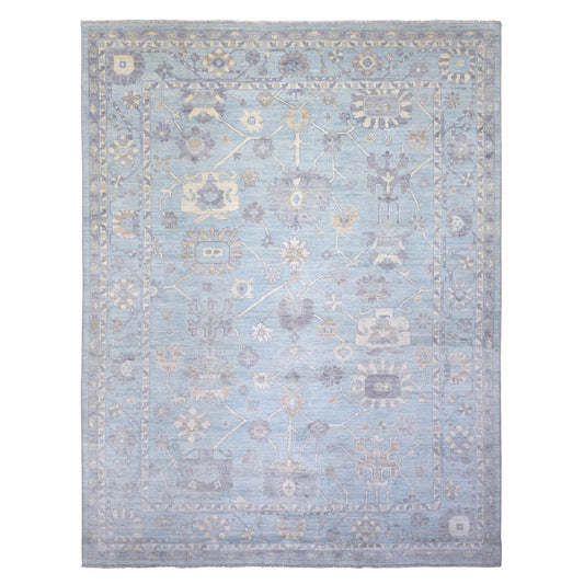 Oushak And Peshawar Wool Hand Knotted Rug Blue Blue 9.3X12.0 -O072140