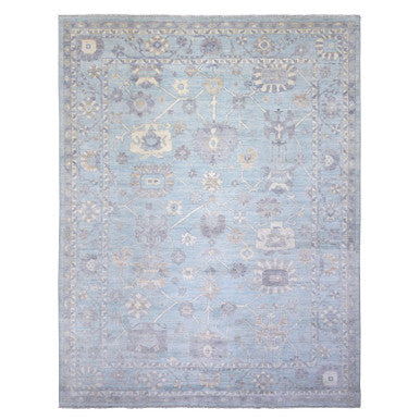 Oushak And Peshawar Wool Hand Knotted Rug Blue Blue 9.3X12.0 -O072140