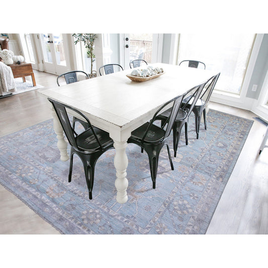 Oushak And Peshawar Wool Hand Knotted Rug Blue Blue 9.3X12.0 -O072140