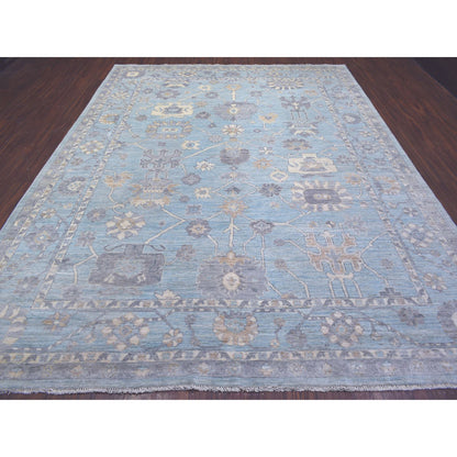 Oushak And Peshawar Wool Hand Knotted Rug Blue Blue 9.3X12.0 -O072140