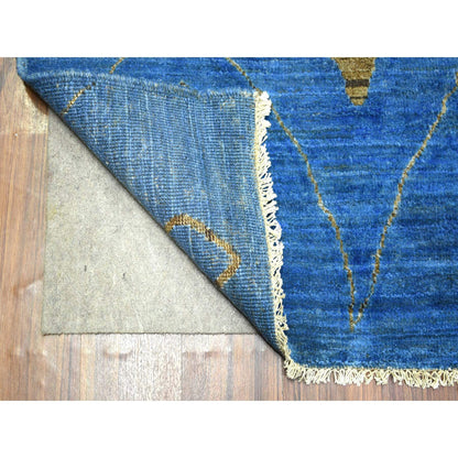 Tribal & Geometric Wool Hand Knotted Rug Blue No Border 8.4X9.4 -O072160
