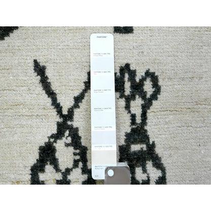 Tribal & Geometric Wool Hand Knotted Rug Ivory No Border 2.10X7.10 -O072163