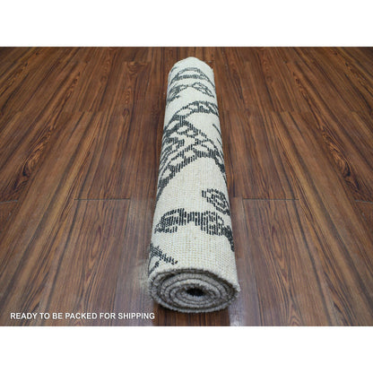 Tribal & Geometric Wool Hand Knotted Rug Ivory No Border 2.10X7.10 -O072163