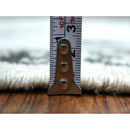 Tribal & Geometric Wool Hand Knotted Rug Ivory No Border 2.10X7.10 -O072163