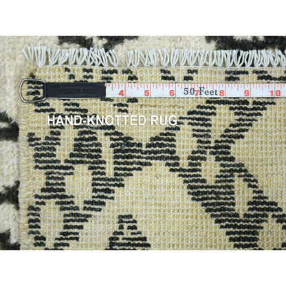 Tribal & Geometric Wool Hand Knotted Rug Ivory No Border 2.10X7.10 -O072163
