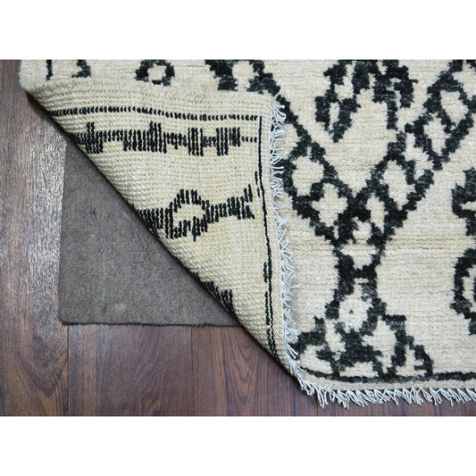 Tribal & Geometric Wool Hand Knotted Rug Ivory No Border 2.10X11.4 -O072169
