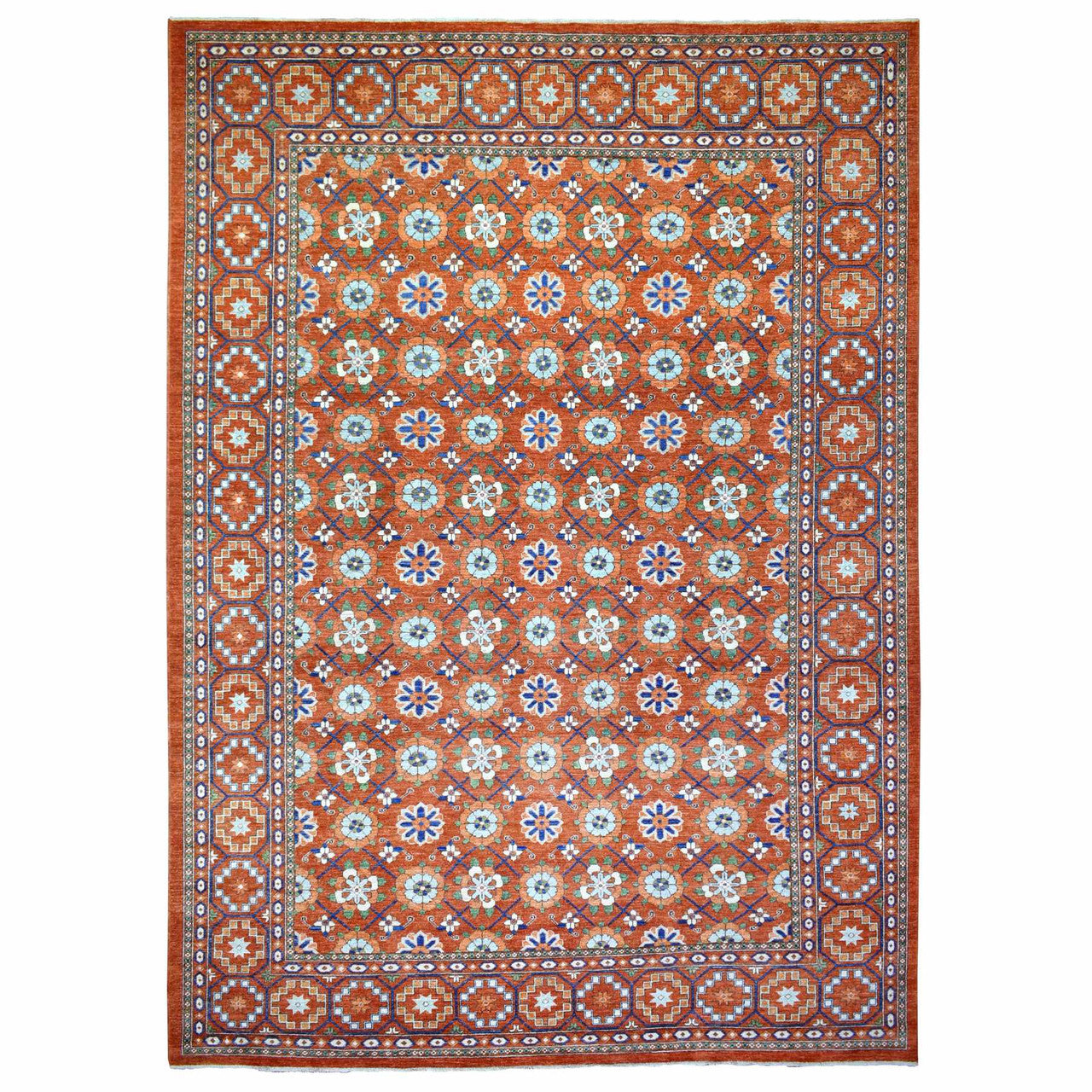 Tribal & Geometric Wool Hand Knotted Rug Orange Orange 9.9X13.6 -O072171