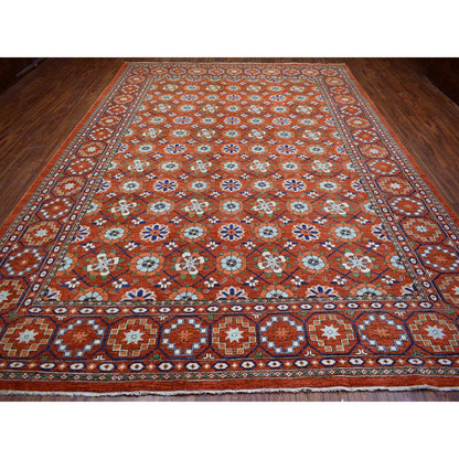 Tribal & Geometric Wool Hand Knotted Rug Orange Orange 9.9X13.6 -O072171