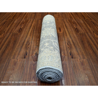 Oushak And Peshawar Wool Hand Knotted Rug Grey Gray 2.9X11.5 -O072202