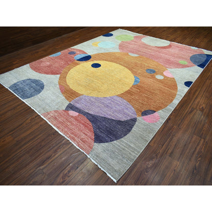 Modern and Contemporary Wool Hand Knotted Rug Multicolored No Border 9.1X12.0 -O072262