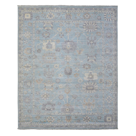 Oushak And Peshawar Wool Hand Knotted Rug Blue Light Blue 8.0X9.8 -O072286