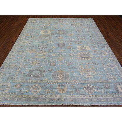 Oushak And Peshawar Wool Hand Knotted Rug Blue Light Blue 8.0X9.8 -O072286