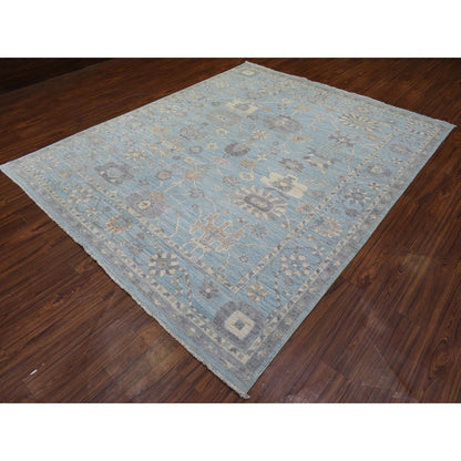 Oushak And Peshawar Wool Hand Knotted Rug Blue Light Blue 8.0X9.8 -O072286