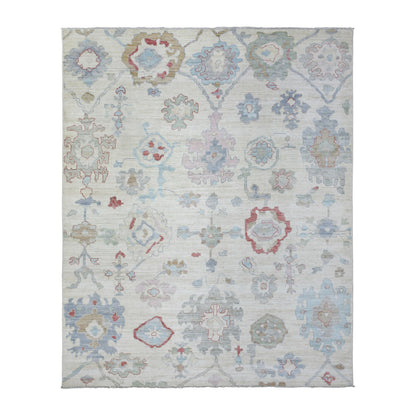 Oushak And Peshawar Wool Hand Knotted Rug Ivory No Border 8.2X10.0 -O072288