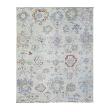 Oushak And Peshawar Wool Hand Knotted Rug Ivory No Border 8.2X10.0 -O072288