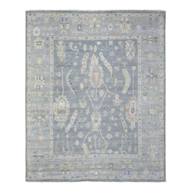 Oushak And Peshawar Wool Hand Knotted Rug Grey Light Gray 8.2X9.10 -O072292
