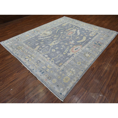Oushak And Peshawar Wool Hand Knotted Rug Grey Light Gray 8.2X9.10 -O072292