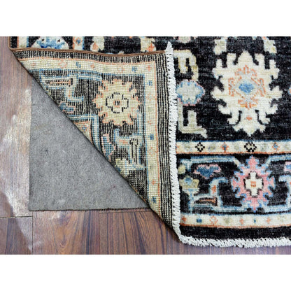 Oushak And Peshawar Wool Hand Knotted Rug Black Charcoal Black 3.9X10.1 -O072315