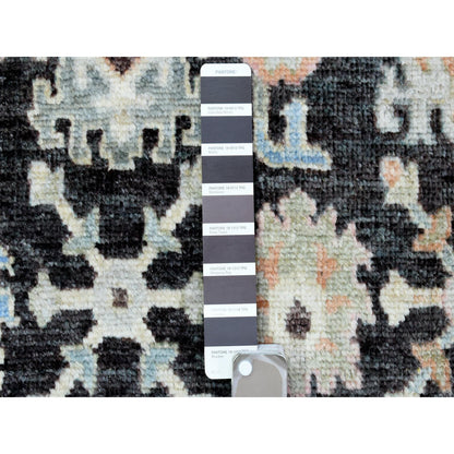 Oushak And Peshawar Wool Hand Knotted Rug Black Charcoal Black 3.9X10.1 -O072315