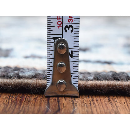 Oushak And Peshawar Wool Hand Knotted Rug Black Charcoal Black 3.9X10.1 -O072315