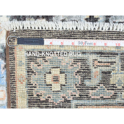 Oushak And Peshawar Wool Hand Knotted Rug Black Charcoal Black 3.9X10.1 -O072315