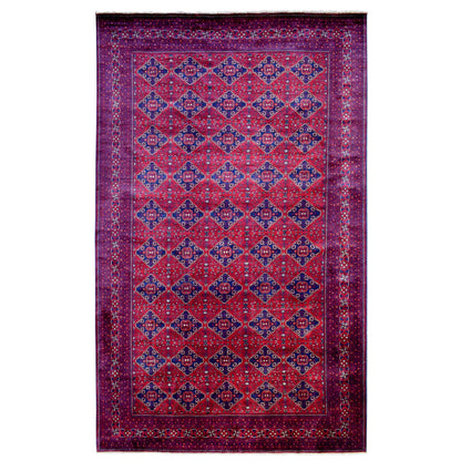 Tribal & Geometric Wool Hand Knotted Rug Red Red 9.10X16.0 -O072327