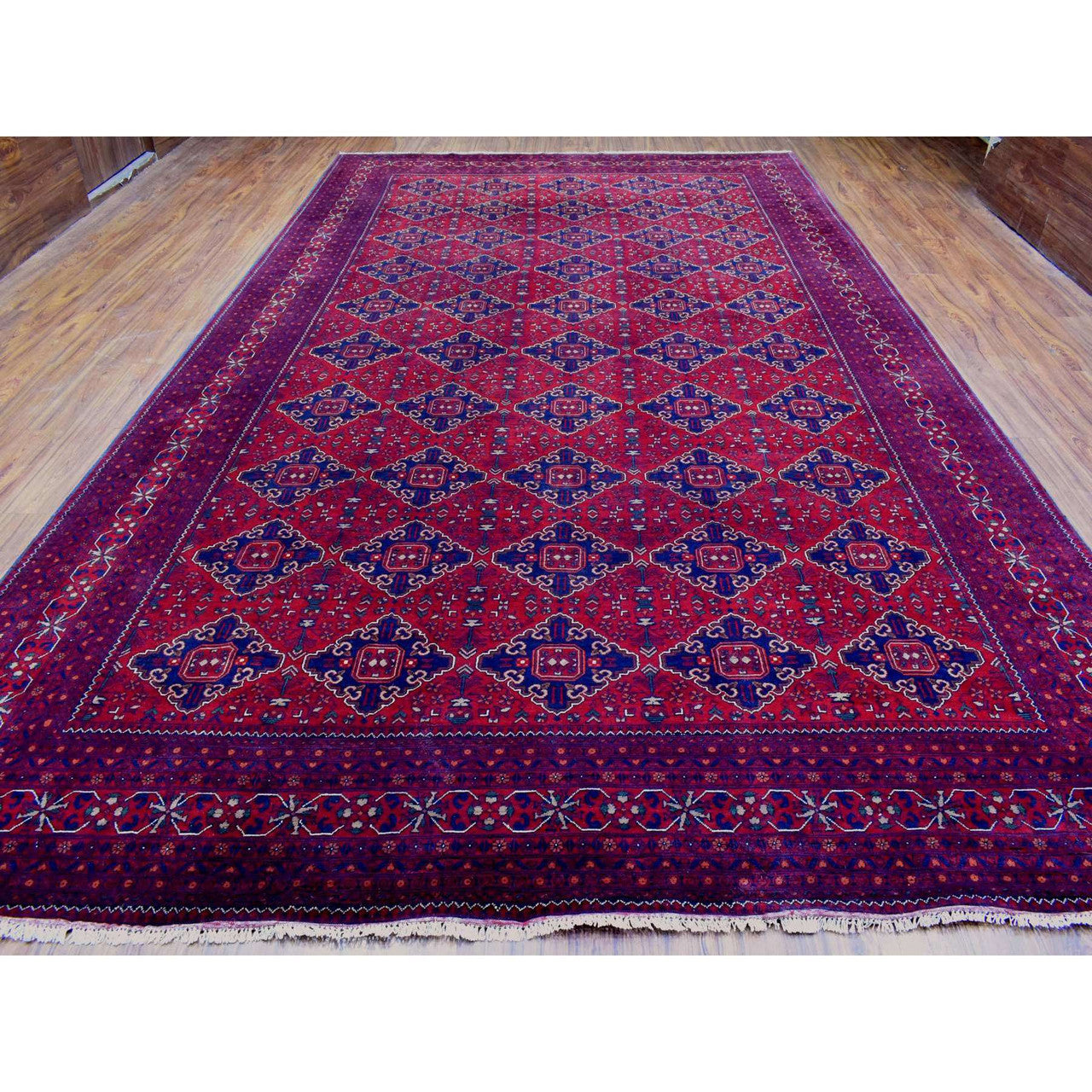 Tribal & Geometric Wool Hand Knotted Rug Red Red 9.10X16.0 -O072327