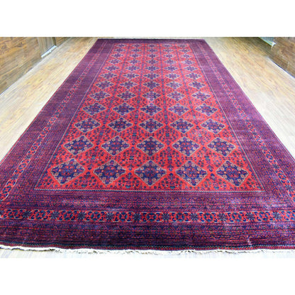 Tribal & Geometric Wool Hand Knotted Rug Red Red 10.0X19.2 -O072328