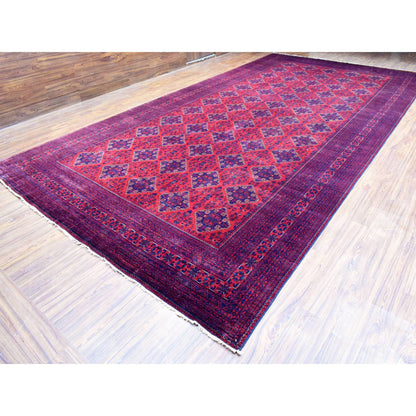 Tribal & Geometric Wool Hand Knotted Rug Red Red 10.0X19.2 -O072328