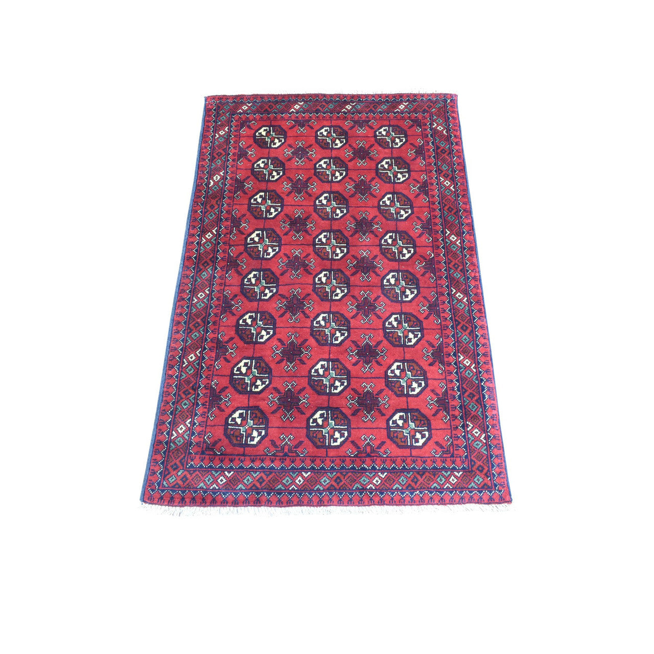 Tribal & Geometric Wool Hand Knotted Rug Red Red 2.7X3.10 -O072337