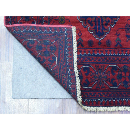 Tribal & Geometric Wool Hand Knotted Rug Red Red 2.10X10.0 -O072338