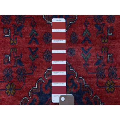 Tribal & Geometric Wool Hand Knotted Rug Red Red 2.10X10.0 -O072338