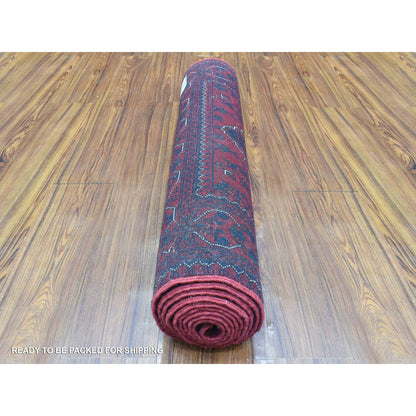 Tribal & Geometric Wool Hand Knotted Rug Red Red 2.10X10.0 -O072338