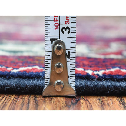 Tribal & Geometric Wool Hand Knotted Rug Red Ivory 3.0X12.5 -O072340