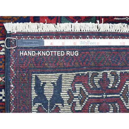 Tribal & Geometric Wool Hand Knotted Rug Red Ivory 3.0X12.5 -O072340