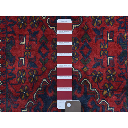 Tribal & Geometric Wool Hand Knotted Rug Red Red 2.8X12.10 -O072341