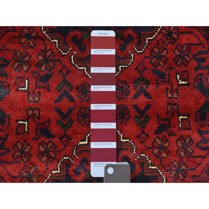 Tribal & Geometric Wool Hand Knotted Rug Red Red 2.10X13.0 -O072346