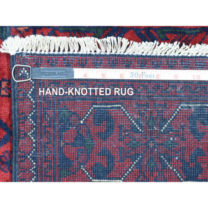Tribal & Geometric Wool Hand Knotted Rug Red Red 2.10X13.0 -O072346