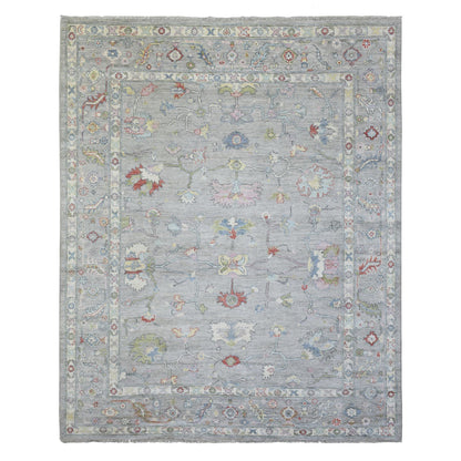 Oushak And Peshawar Wool Hand Knotted Rug Grey Light Gray 8.1X10.1 -O072349