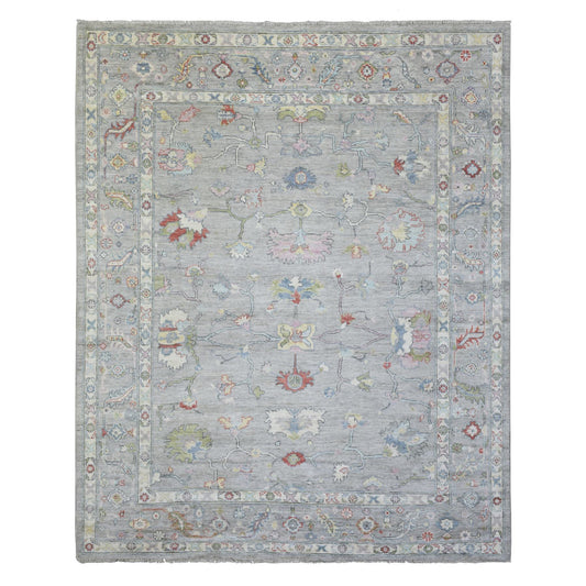 Oushak And Peshawar Wool Hand Knotted Rug Grey Light Gray 8.1X10.1 -O072349