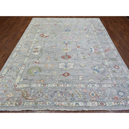 Oushak And Peshawar Wool Hand Knotted Rug Grey Light Gray 8.1X10.1 -O072349