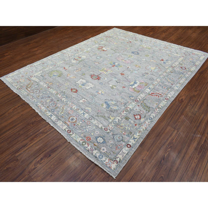 Oushak And Peshawar Wool Hand Knotted Rug Grey Light Gray 8.1X10.1 -O072349