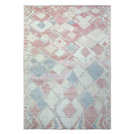 Tribal & Geometric Wool Hand Knotted Rug Pink No Border 8.1X11.7 -O072373