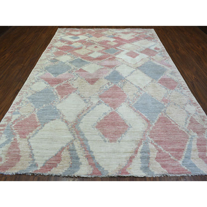 Tribal & Geometric Wool Hand Knotted Rug Pink No Border 8.1X11.7 -O072373