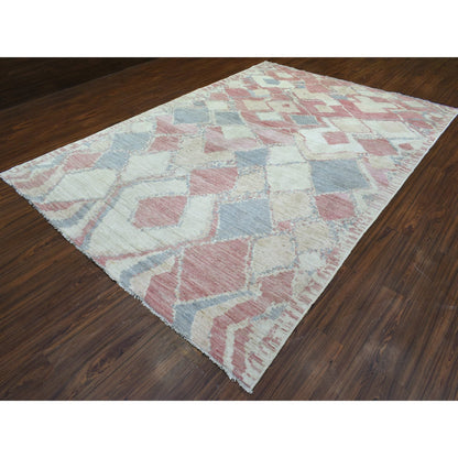 Tribal & Geometric Wool Hand Knotted Rug Pink No Border 8.1X11.7 -O072373