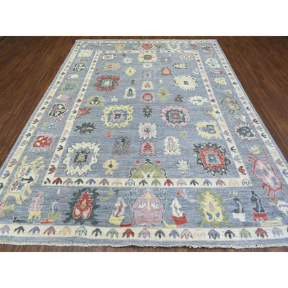 Oushak And Peshawar Wool Hand Knotted Rug Grey Light Gray 8.0X10.7 -O072382