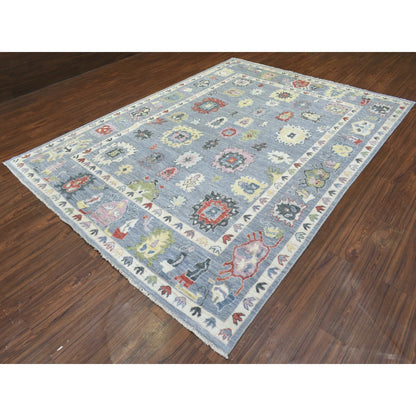 Oushak And Peshawar Wool Hand Knotted Rug Grey Light Gray 8.0X10.7 -O072382