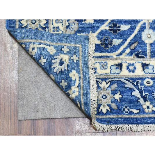 Oushak And Peshawar Wool Hand Knotted Rug Blue Blue 4.3X11.9 -O072385